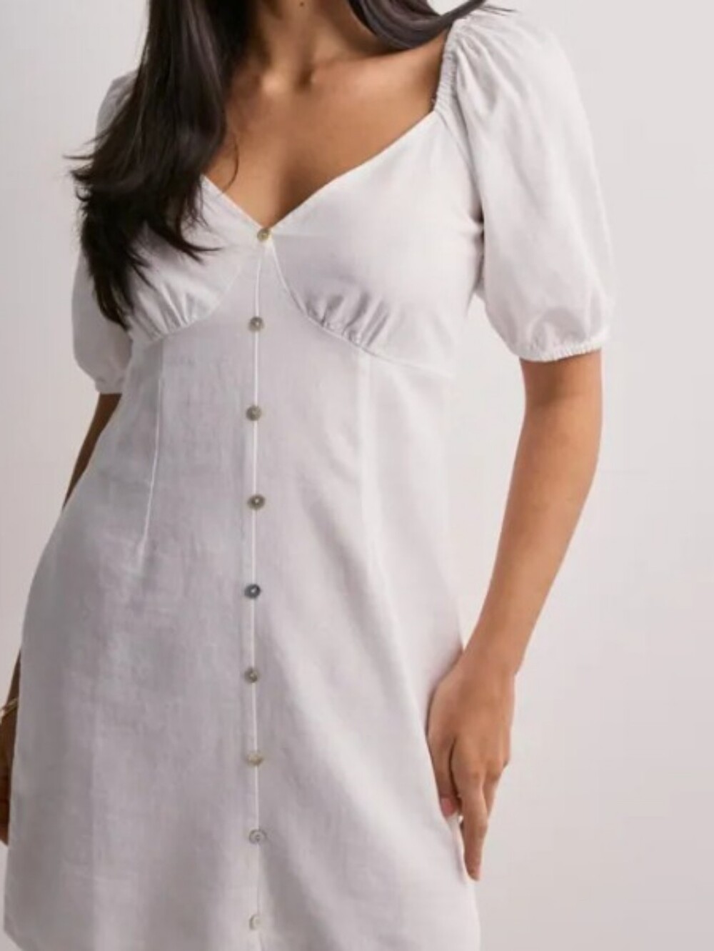 Vero Moda Linen Faux Button Front Dress Sz XS